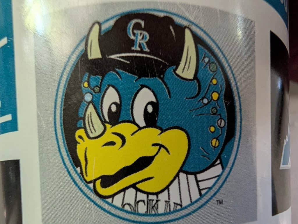 A cartoon version of Dinger, the mascot for the Colorado Rockies