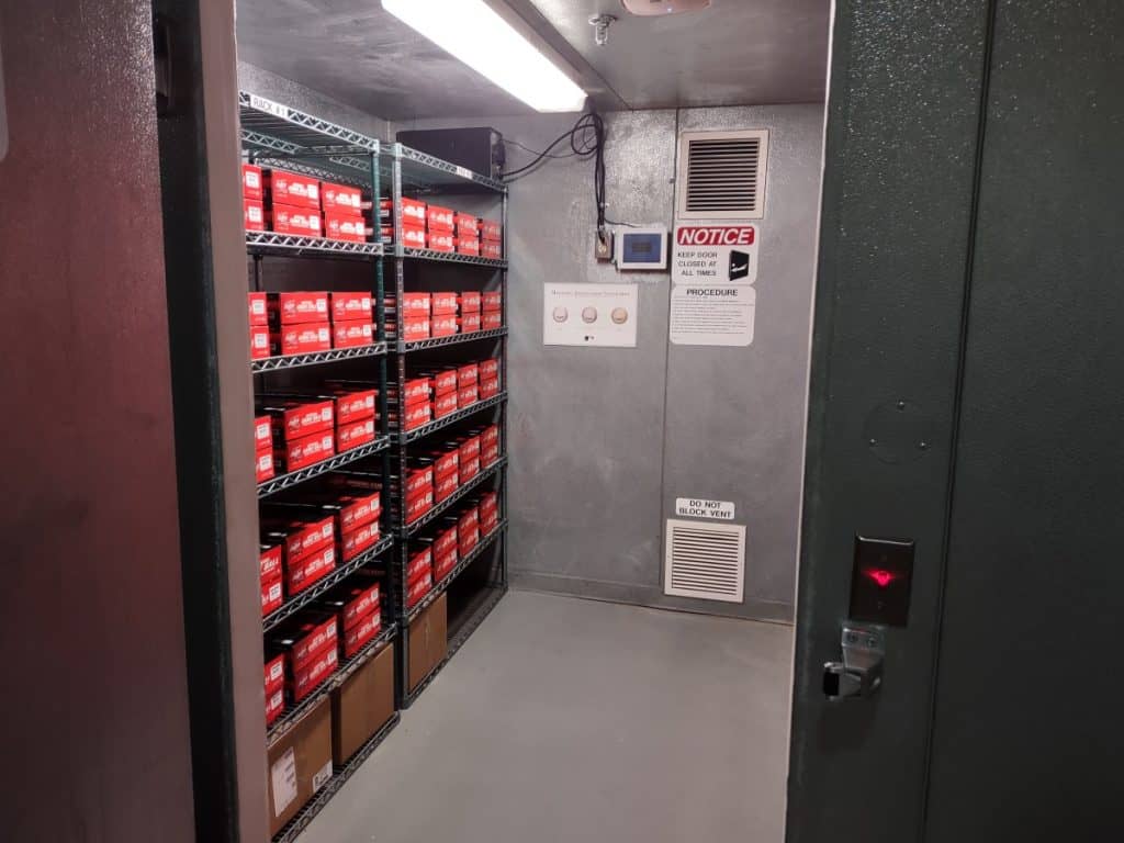 The humidor at Coors Field that stores baseballs