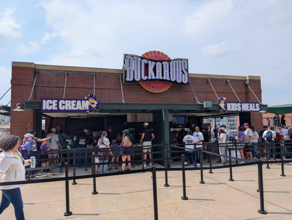 Buckaroos, a concession stand with kids meals located in left field at Coors Field.