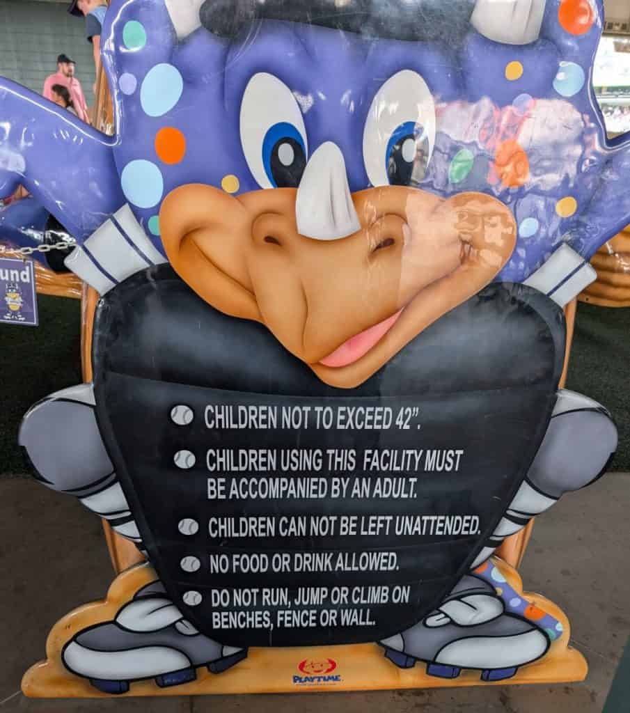 Five rules for toddlers and parents who are playing at Dinger's Playground inside Coors Field