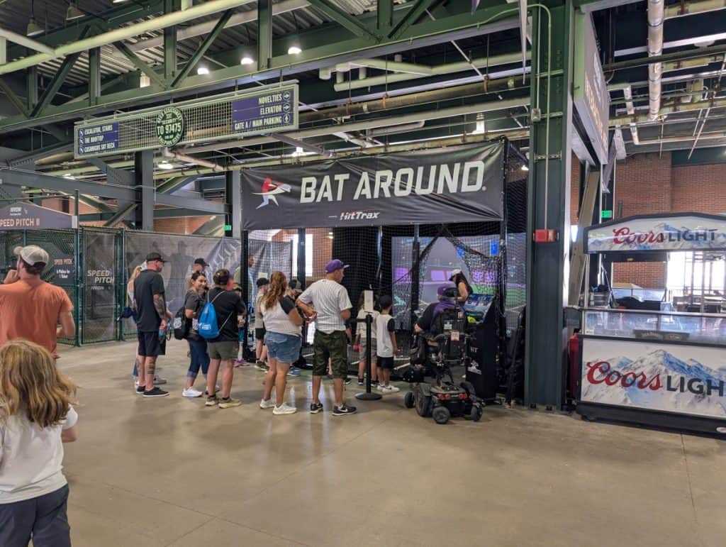Bat Around cage inside Coors Field, located next to the Speed Pitch cages. Part of the Interactive Play area.