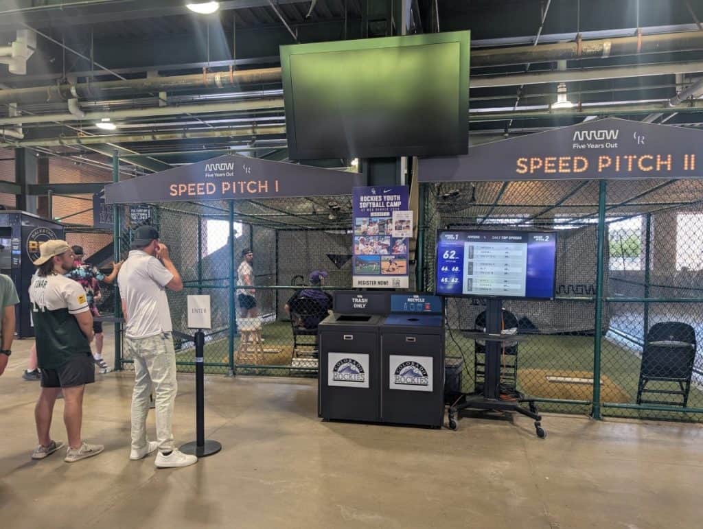 Speed Pitch cages inside Coors Field. Part of the Interactive Play area.