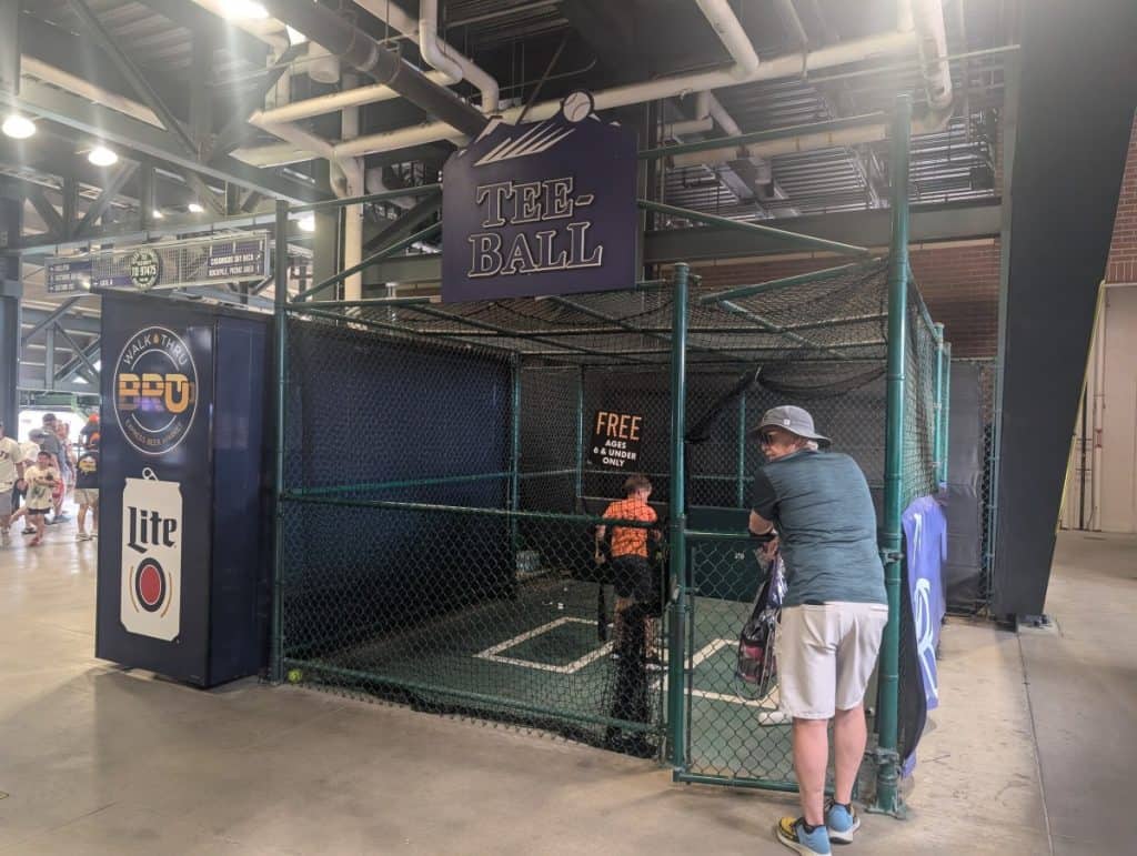 Tee-ball area inside Coors Field. Part of the Interactive Play area for kids.
