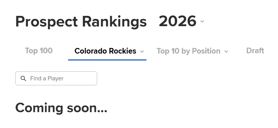 coming soon message on MLB's website