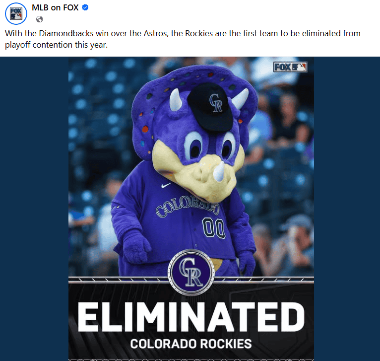 Facebook post from MLB on FOX